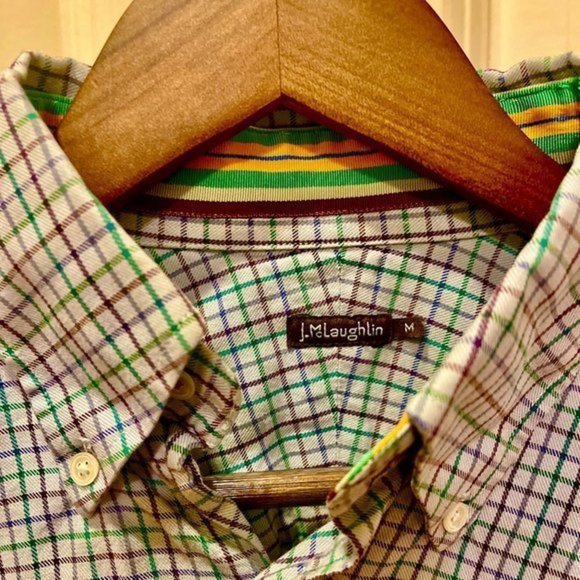 J. McLaughlin Button-down Long Sleeve Shirt Blue Red Yellow Green. M. $160 - Picture 2 of 3